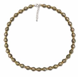  Colier Pirita Butoias Fatetat 8-9x6-7 mm cu Argint 925 sau Inox 316L 1 Buc