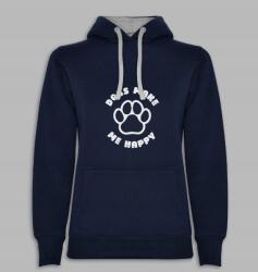 Roly Női kapucnis pulóver ajándékba Dogs Make Me Happy kutya sötétkék, XL