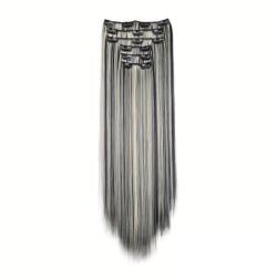  Csatos póthaj szett szintetikus műhajból 55/60cm - sötétszürke TCS-1bh613