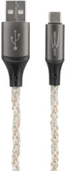 ANSMANN USB-A to USB Type-C cable (black/transparent, 1 meter, with LED) (1700-0158) - pcone