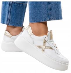 Casu Sneakers Fehér Bőr Női Sportos Kényelmes Fűzött Divatos R 40
