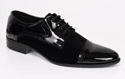 CIUCALETI Pantofi bărbați negri din piele naturală lac și velur - eleganți și rafinați GKR819LVN, marimea 38