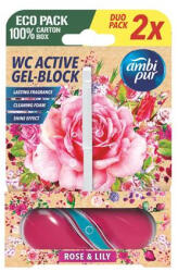 Ambi Pur WC tisztító blokk, 2x45 g, AMPI PUR, rózsa és liliom (28213)