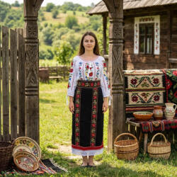 Ie traditionala Costum popular format din catrinta , brau si ie - Robertina 7