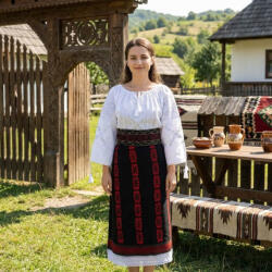 Ie traditionala Costum popular format din catrinta , brau si ie - Ramona