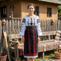 Ie traditionala Costum popular format din catrinta , brau si ie - Bianca