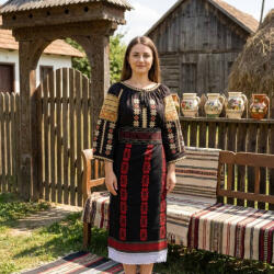 Ie traditionala Costum popular format din catrinta , brau si ie - Cleopatra 2