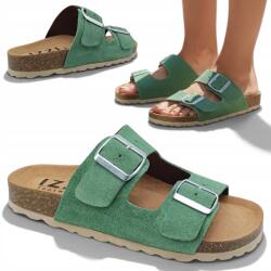  Női Bőr Flip-flop papucs 40 Velúr Csat Állítható Zöld Divatos Izzi (Izzi Alex Green)