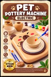  Roata Olarului Electrica pentru Copii Capybara, Lut, Vopsele si Accesorii Creative, 6-12 Ani (CAPY-POTTERY-PEDAL-612)