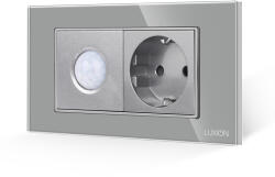 Luxion Senzor de miscare cu priza Schuko Luxion, rama sticla gri, 4M (LXI-051/45GF-GY)