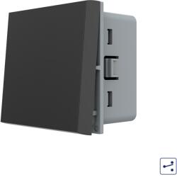 LIVOLO Intrerupator mecanic cap cruce negru, 2 module, Livolo (C7-VL-FCMM10A-2BP)