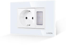 Luxion Priza Schuko cu lampa de veghe si rama din sticla Luxion, 3M (LXI-045/54GF-W)