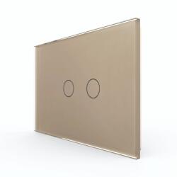 LIVOLO Panou întrerupator dublu touch Livolo din sticla, auriu, standard italian (VL-P902-2A)
