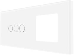 Luxion Panou cu întrerupator triplu touch si priza simpla, sticla alba Luxion (LX-GP018W)