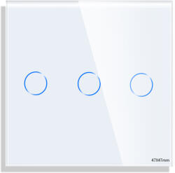 Luxion Panou întrerupator tactil triplu mini din sticla alba Luxion (LX-GP006W)