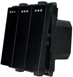 Luxion Intrerupator triplu mecanic Luxion, negru, compatibil cu rame din sticla (LX-MP006B)
