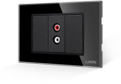 Luxion Priza audio Luxion 3M cu 2 taste false si rama din sticla neagra (LXI-068/22GF-B)