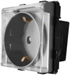 Luxion Modul priza simpla cu capac, gri, compatibil rame din sticla Luxion (LX-MP049GY)