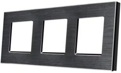 Luxion Rama tripla din aluminiu Luxion, negru, pentru prize si intrerupatoare (LX-M2-3FB-FL)