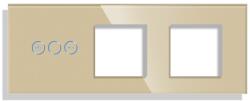 Luxion Panou cu variator touch si 2 prize simple din sticla aurie Luxion (LX-GP0332G-FL)