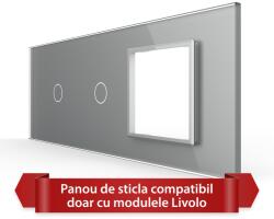 LIVOLO Panou din sticla Livolo pentru 2 intrerupatoare simple si priza, 6/7M (VL-P901.1.E-7I)