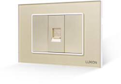Luxion Priza telefon Luxion 3M cu 2 taste false si rama din sticla, auriu (LXI-037/22GF-G)