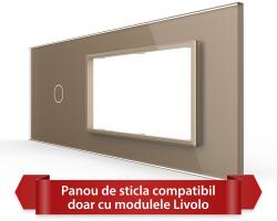 LIVOLO Panou LIVOLO din Sticla pentru 1 Intrerupator si 2 Prize, Standard Italian 6/7M (VL-P901.E.E-7A)