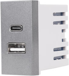 Luxion Modul priza USB A+C 1M Luxion, gri, standard italian pentru rame din sticla (LXI-047GY)