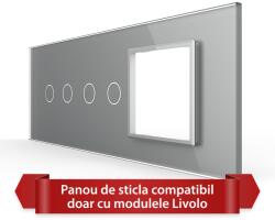LIVOLO Panou din sticla Livolo gri pentru intrerupator dublu + priza, 6/7M (VL-P902.2.E-7I)
