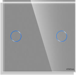 Luxion Panou întrerupator dublu touch mini din sticla gri Luxion (LX-GP004GY)
