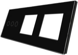 Luxion Panou întrerupator triplu touch cu 2 prize, sticla neagra Luxion (LX-GP021B)