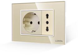 Luxion Priza Schuko si universala italiana Luxion 3M cu rama din sticla aurie (LXI-045/52GF-G)