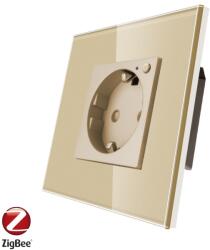 Luxion Priza inteligenta Zigbee Luxion cu monitorizare consum si rama din sticla aurie (LX-1ZT-SC001MG-G)