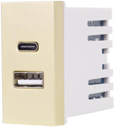 Luxion Modul priza USB A+C Luxion 1M auriu, standard italian pentru rame din sticla (LXI-047G)