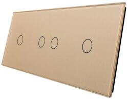 LIVOLO Panou touch Livolo din sticla auriu pentru 2 simple si 1 dublu (BB-C7-C1/C2/C1-13)