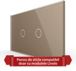 LIVOLO Panou din sticla Livolo pentru 2 intrerupatoare touch simple, 4M, auriu (VL-P901.1-4A)