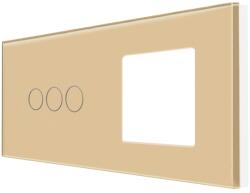 Luxion Panou întrerupator triplu touch cu priza simpla, sticla aurie Luxion (LX-GP018G)