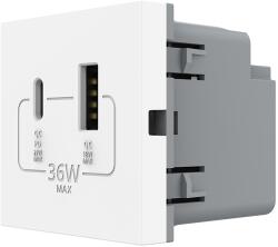 LIVOLO Priza USB-A + USB-C Livolo 36W, alba, modul incastrat (C7-VL-FCUA18W.UC18W-2WP)
