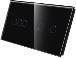 Luxion Panou întrerupator touch triplu + dublu din sticla, negru, Luxion (LX-GP031B)