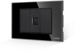 Luxion Priza internet Luxion 3M cu 2 taste false si rama din sticla, negru (LXI-038/22GF-B)