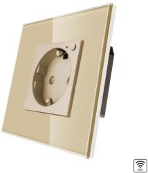 Luxion Priza inteligenta Wi-Fi cu monitorizare consum si rama din sticla aurie Luxion (LX-1MP034MG-G)
