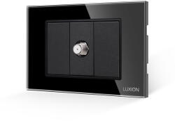 Luxion Priza TV satelit Luxion 3M cu 2 taste false si rama din sticla neagra (LXI-034/22GF-B)