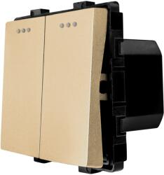 Luxion Intrerupator dublu mecanic Luxion auriu, modul elegant compatibil rame sticla (LX-MP004G)