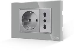 Luxion Priza Schuko si universala italiana Luxion, rama din sticla, 3M, gri (LXI-045/52GF-GY)
