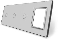 LIVOLO Panou frontal Livolo din sticla gri pentru 3 întrerupatoare si 1 priza (VL-P701/01/01/E-8I)
