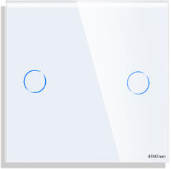 Luxion Panou întrerupator dublu touch mini din sticla alba Luxion (LX-GP004W)