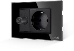 Luxion Comutator pentru ventilator cu priza si rama din sticla neagra Luxion 3M (LXI-044/045GF-B)
