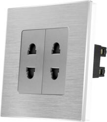 Luxion Priza dubla cu module înguste si rama din aluminiu gri Luxion (LX-2MP024A-GY)