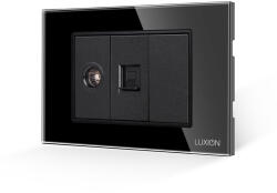 Luxion Priza TV + Internet Luxion 3M cu rama din sticla, standard italian, negru (LXI-032/38/22-GF-B)