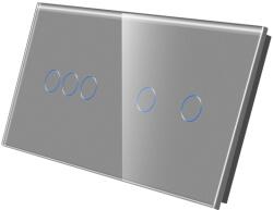 Luxion Panou întrerupator touch triplu + dublu din sticla gri Luxion (LX-GP031GY)